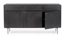 Credenza 3 Ante 3 Cassetti 160x40x85,5 cm Widald in Legno Nero-4