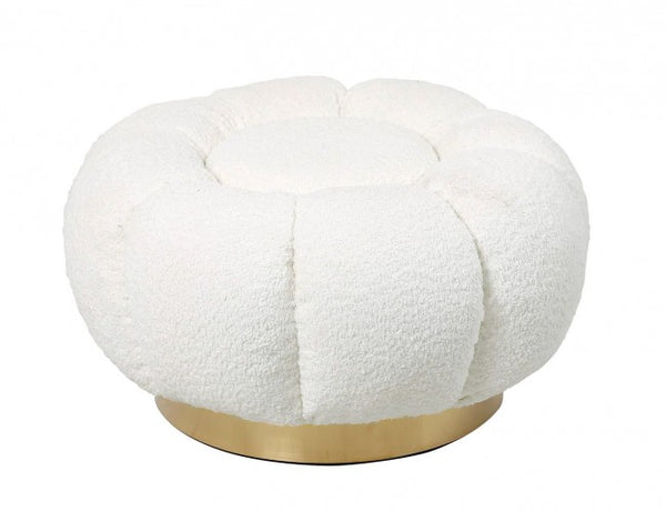 online Pouf Ø 65x35 cm Florel in Bouclè Bianco