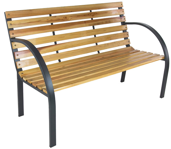 2-Sitzer-Gartenbank 120 x 62 x 82 cm aus Stahl und Tannenholz acquista