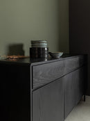 Credenza 3 Ante 3 Cassetti 160x40x85,5 cm Widald in Legno Nero-3