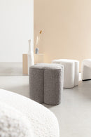 Pouf 40x40x45 cm Cointa in Bouclè Grigio-3