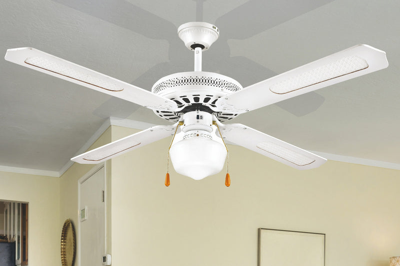 Ventilatore da Soffitto con 4 Pale e Lampada Ø130cm 3 Velocità  Kooper Windy Bianco-2