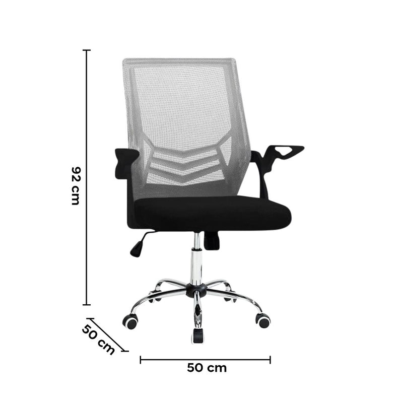 Sedia Poltrona Operativa da Ufficio 50x49x92 cm con Braccioli Grigio-3