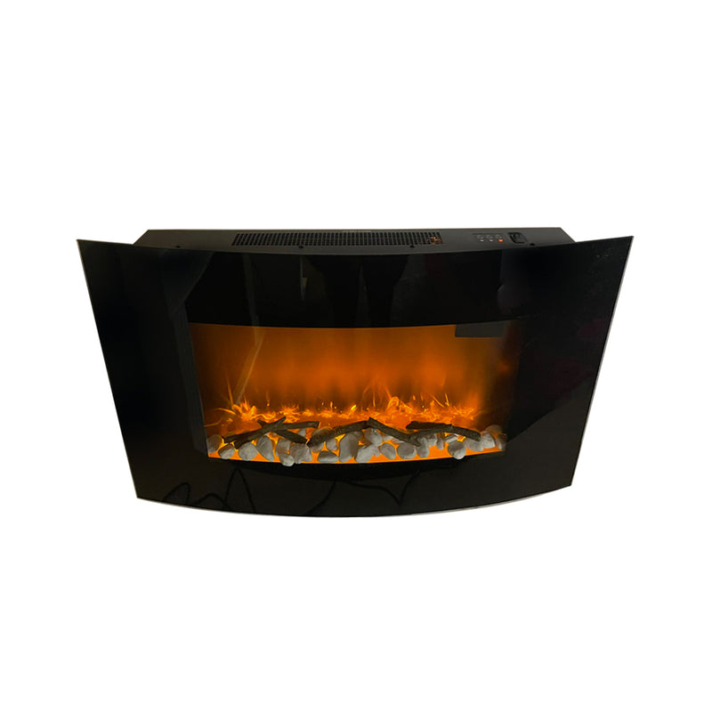 Camino Elettrico da Parete Effetto Fiamma 88,5x13,5x56 cm 900W/1800W Nero -4