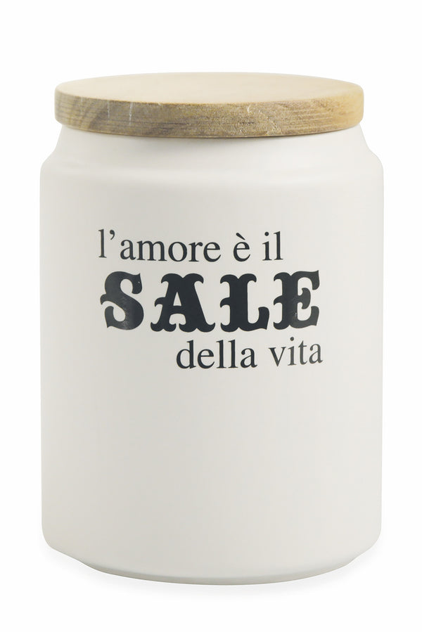 Salzglas mit Aufschrift Ø10x15 cm mit Bambusdeckel Villa d'Este Home Tivoli sconto