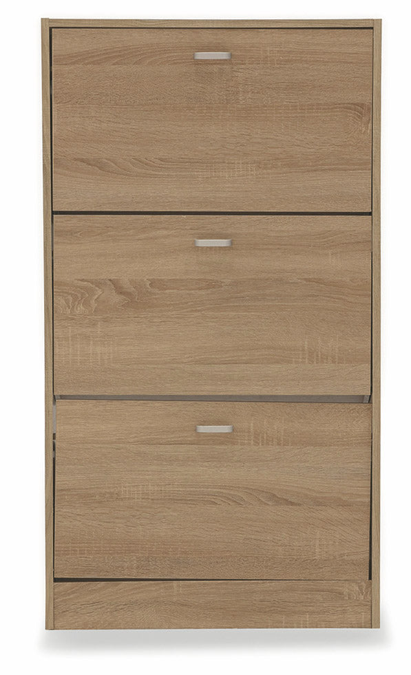 Scarpiera 3 Scomparti in MDF 63x24x115 cm Soriani Rovere-2