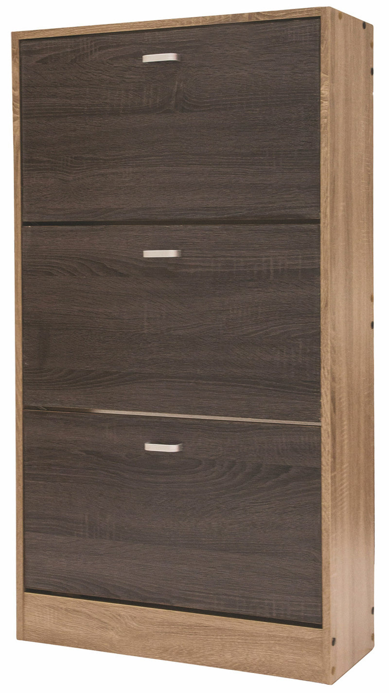 Scarpiera 3 Scomparti in MDF 63x24x115 cm Soriani Marrone Chiaro e Scuro-1