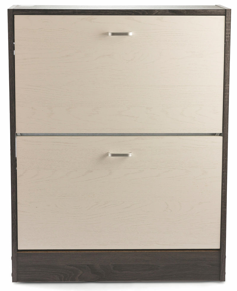 Scarpiera 2 Scomparti in MDF 63x24x80 cm Soriani Bianco e Grigio Scuro-2