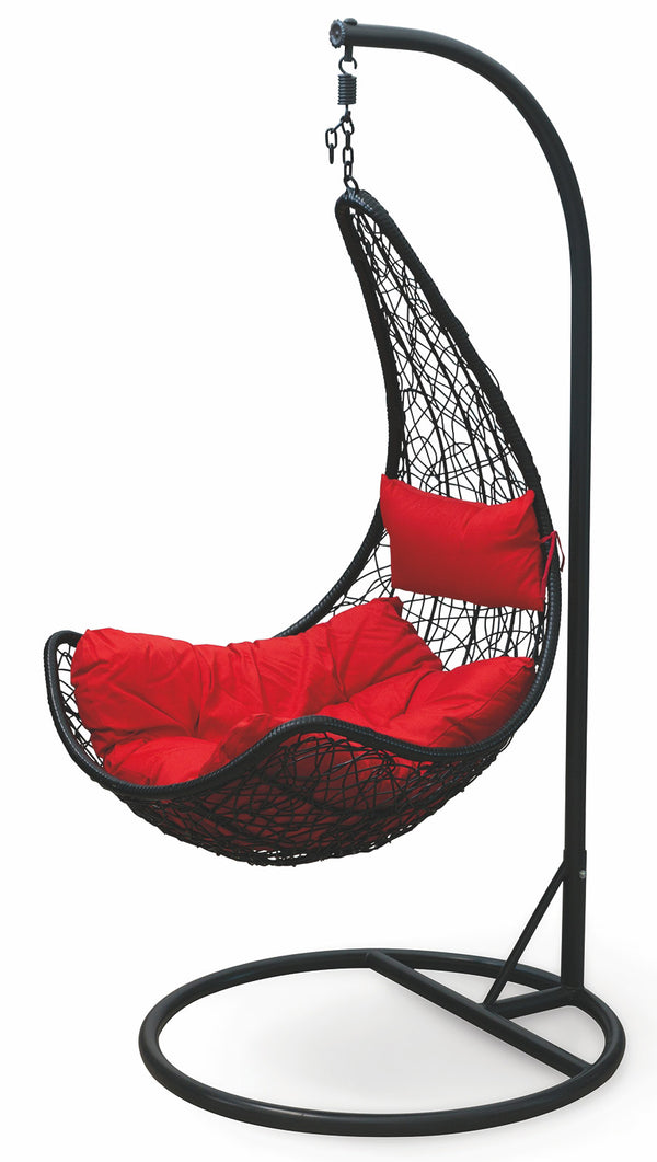 sconto Swing Garden Hängematte aus Metall und Polyrattan Soriani Black and Red Drop