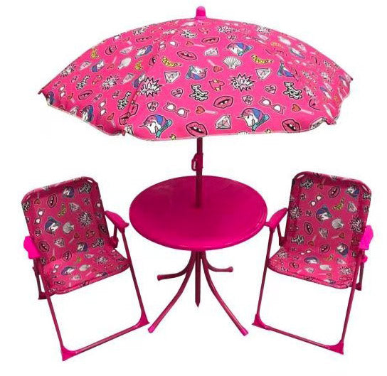 Set Tavolino + 2 Sedie da Giardino per Bambini Soriani Glamour Rosa-1