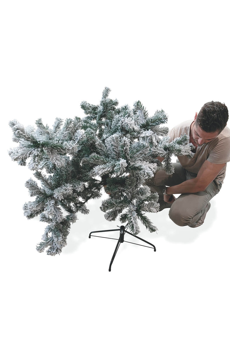 Albero di Natale Artificiale Slim Innevato 180 cm 436 Rami Soriani Sestriere Verde-6