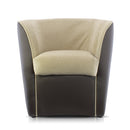 Poltroncina a Pozzetto 70x67x76 cm in Tessuto e Similpelle Marrone e Beige-1