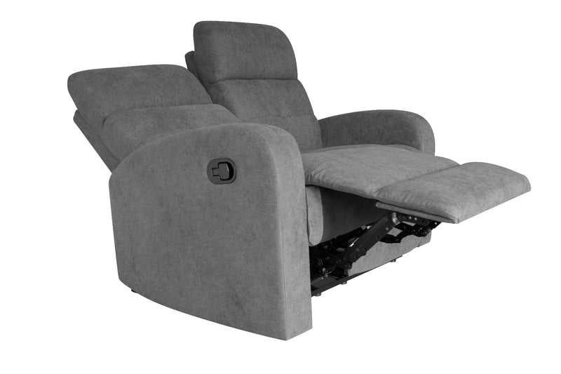 Divano 2 Posti Recliner con Poggiapiedi 130x85x100 cm in Tessuto Grigio-1