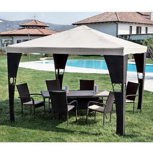 Gartenpavillon Struktur aus Stahl mit Seitenwänden aus Polyrattan 300X300X259 cm  acquista