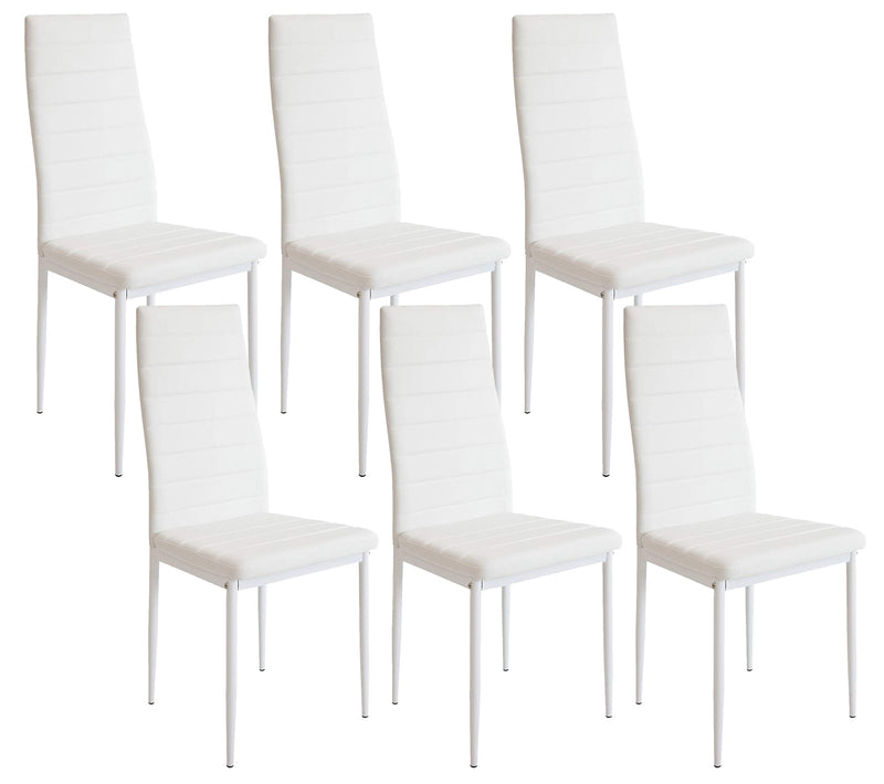 Set 6 Sedie 42x40x82 cm in Similpelle Bianco-1