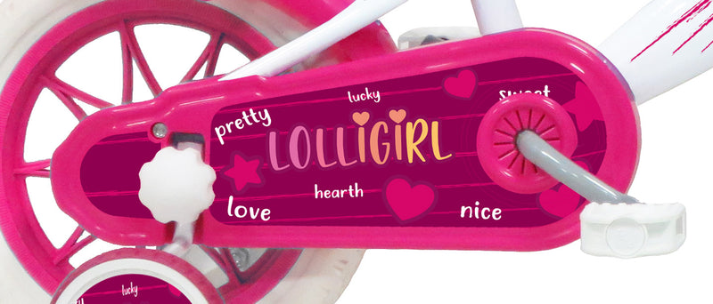 Bicicletta per Bambina 12" 2 Freni Gomme in EVA Lolly Girl Bianca/Rosa-6