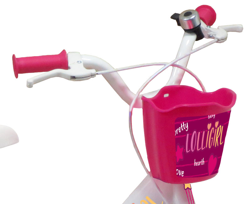 Bicicletta per Bambina 16" 2 Freni  Lolly Girl Bianca/Rosa-4