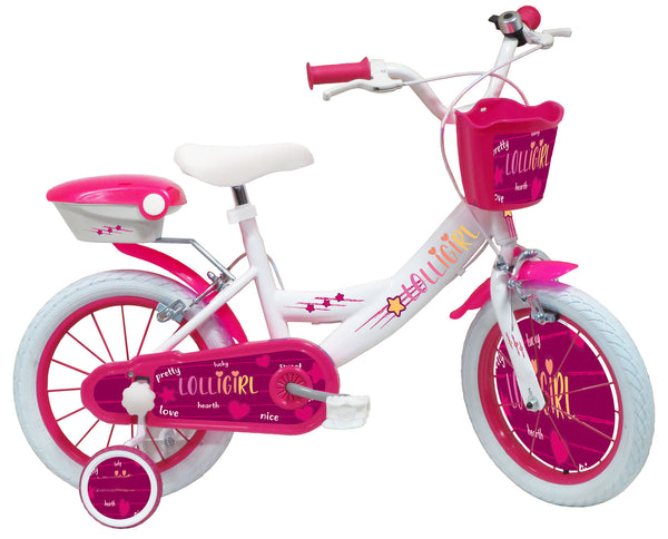 Mädchenfahrrad 16" 2 Bremsen Lolly Girl Weiß/Rosa sconto