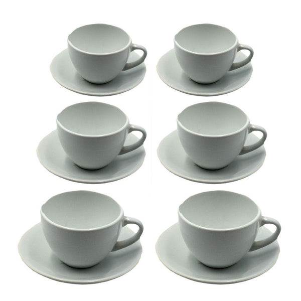 Set 6 Tazze da The con Piattino Ø9,5xh7 cm in Gres Porcellanato Romeo Bianco prezzo