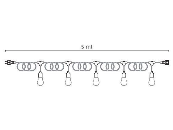 Cavo per Esterno con 5 Portalampade E27 5m in Termoplastico Sovil Bianco-2