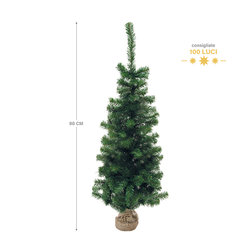 Mini Albero di Natale Artificiale H90 cm con Base Juta XMas Verde-4