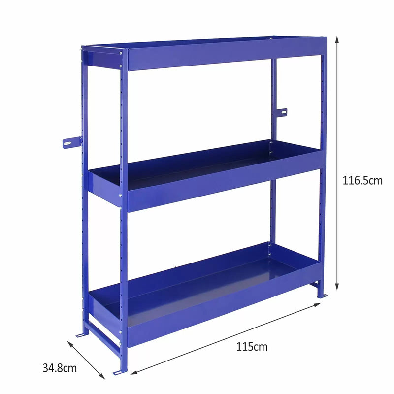 Set 2 Scaffali per Van Furgone 116,5x115x34,8 cm in Acciaio Senza Bulloni Blu-5