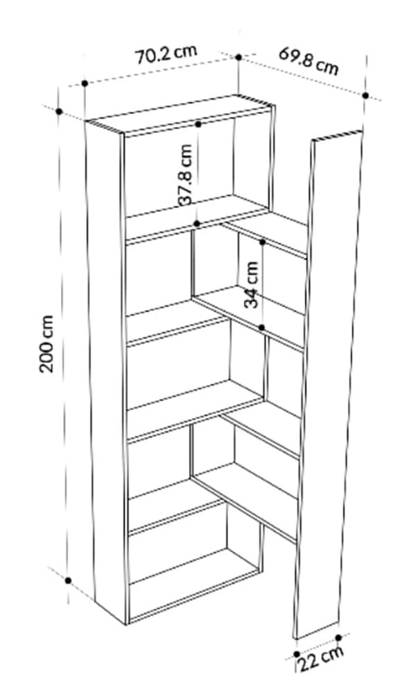 Libreria 72x22x200 cm Wish estensibile angolare bianca-8