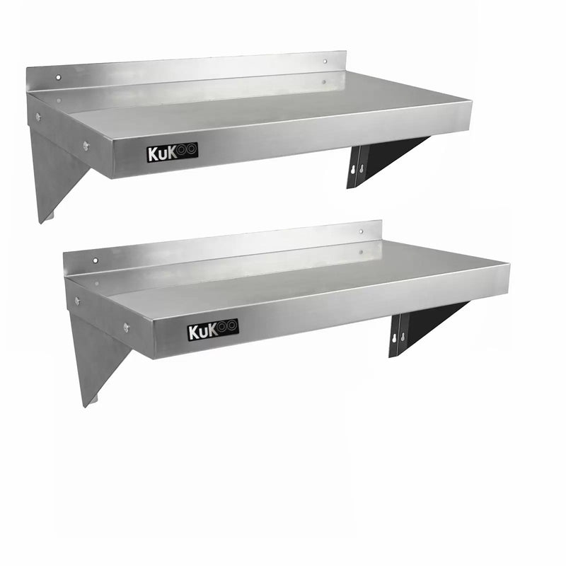 Set 2 Mensole a Muro 90x30 cm per Cucine di Ristoranti Pizzerie in Acciaio Inox-1