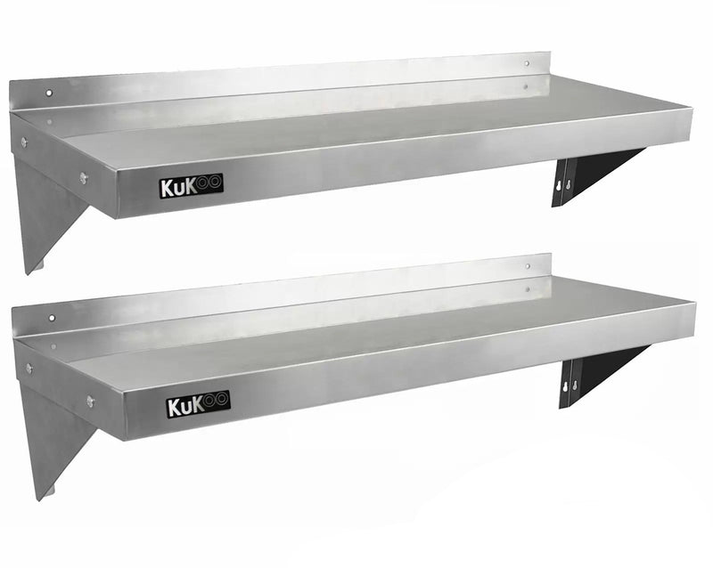 Set 2 Mensole a Muro 125x30 cm per Cucine di Ristoranti Pizzerie in Acciaio Inox-2