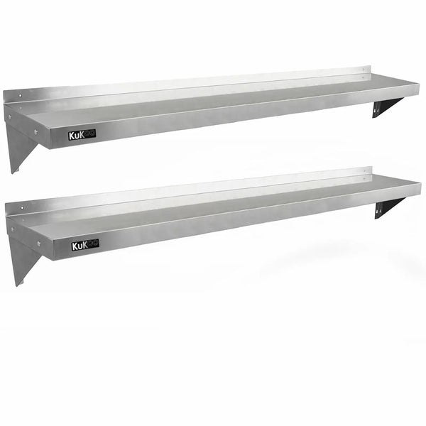 Set 2 Mensole a Muro 194x30 cm per Cucine di Ristoranti Pizzerie in Acciaio Inox sconto