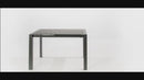 Ausziehbarer Tisch 122/182x80x76 cm aus Metall mit grauer Glasplatte