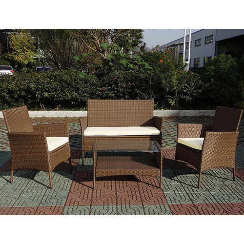 acquista Wohnzimmer-Sofagarnitur mit Sesseln und Couchtisch aus Polyrattan für Gartenmöbel 