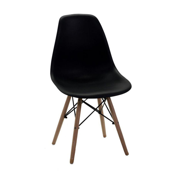 acquista Sedia 51x46xh42,5/82 cm in Resina con Gambe in Legno di Faggio Nera