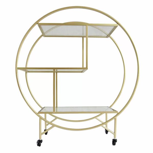 sconto Carrello da Cocktail 3 Ripiani 94x82x37 cm in Vetro e Ferro Oro