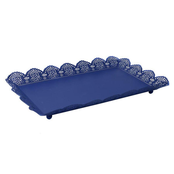 Vassoio Rettangolare 39x22xh3,5 cm in Metallo Blu prezzo