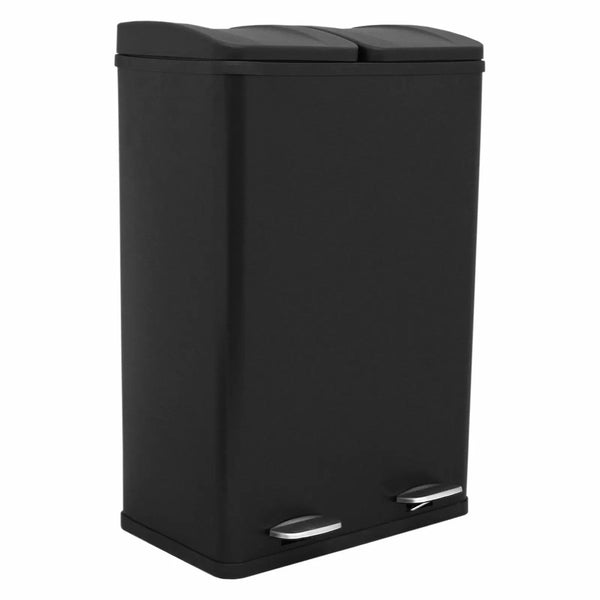 sconto Pattumiera Per Raccolta Differenziata 47x71x36 cm due Scompart 60 Litri in Acciaio Nero