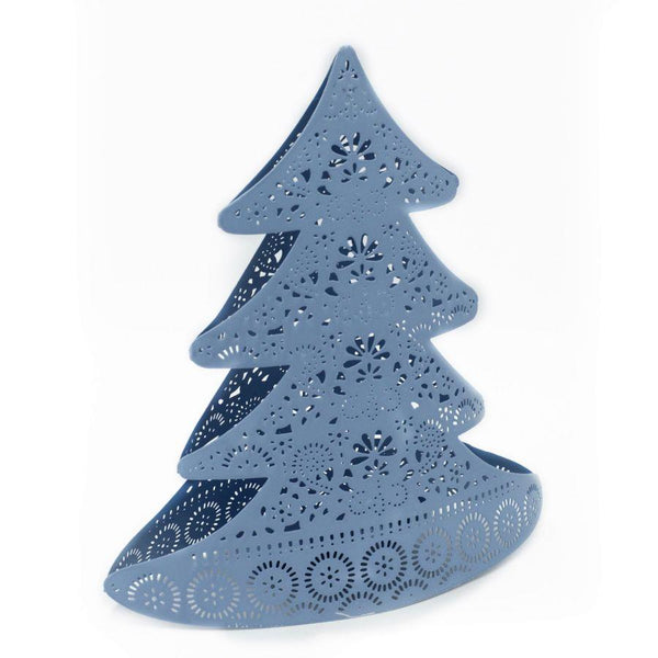 sconto Portacandele albero metallo azzurro cm 25x13xh28