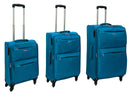 Set 3 Valigie Trolley Morbide in Poliestere 4 Ruote TSA Ravizzoni Singapore Blu Petrolio-1