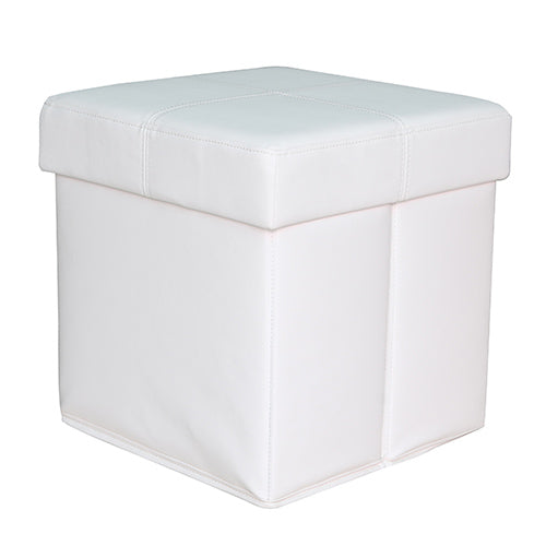 Pouff Pouf Puff Contenitore Modello Storage 38X38X38 Cm Colore Bianco-1