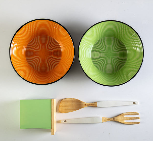 Set Cucina Verde Arancio e Bianco 5 Pezzi acquista