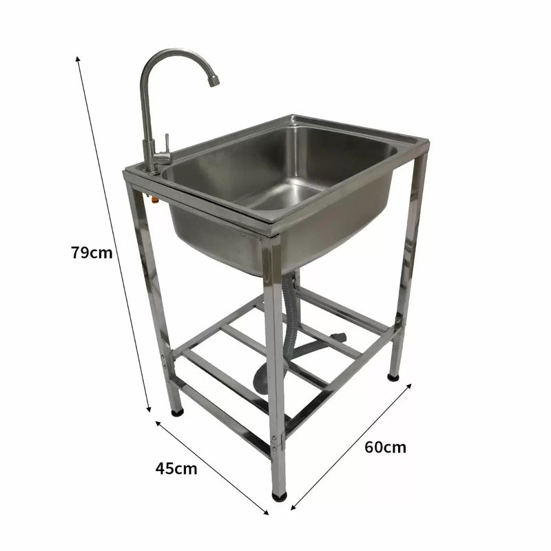 Lavandino da Campeggio Portatile 60x45x79 cm in Acciaio Inox-10