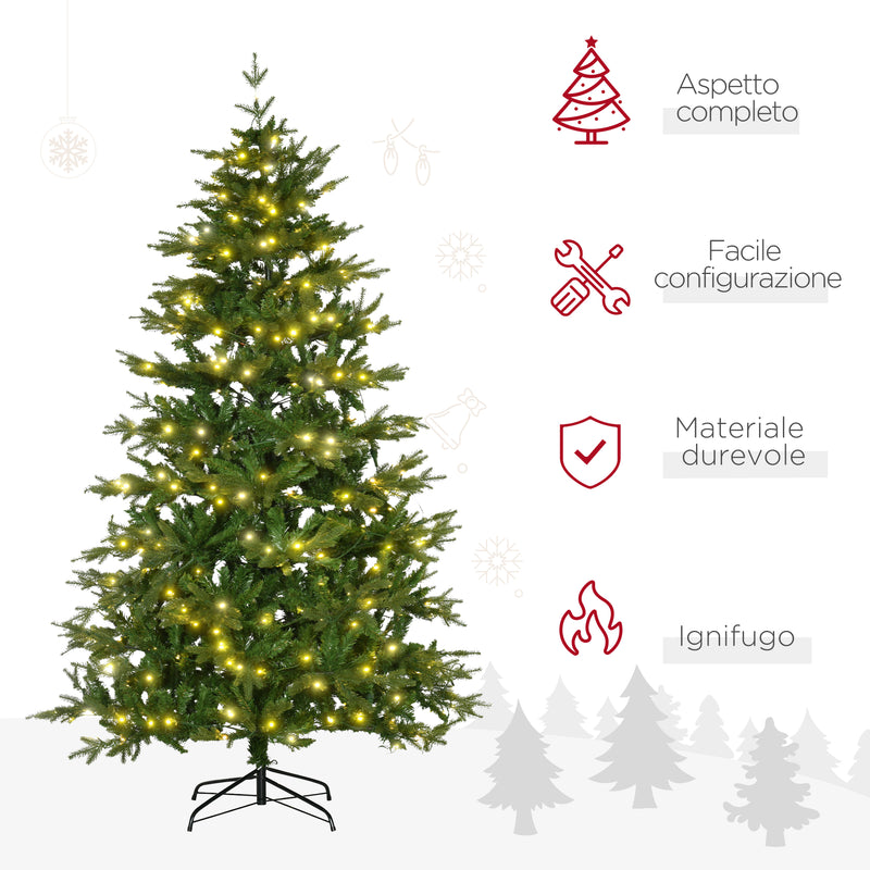 Albero di Natale Artificiale H210 cm 1914 Rami con Luci LED Verde-4