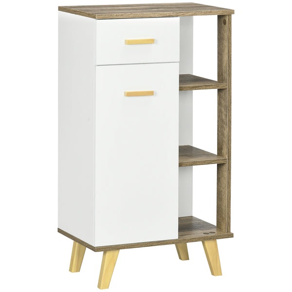 sconto Badezimmerschrank 1 Tür 1 Schublade 50 x 30 x 89 cm in Spanplatte und Weißkiefernholz