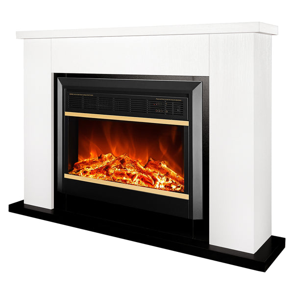 online Camino Elettrico da Pavimento 85,5x115x27 cm Effetto Fiamma 1500W Brooklyn & Mars Bianco/nero