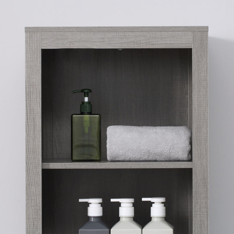 Mobile a Colonna per Bagno 42x30x170 cm in Truciolato Grigio-9