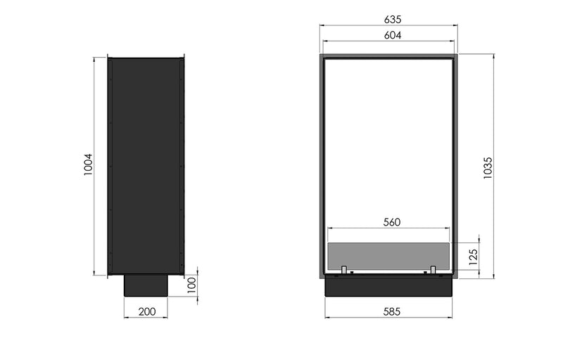 Camino a Bioetanolo da Incasso 63,5x113,5x35 cm Bifacciale 2 Side 1000 Slim Verticale Nero con Vetro-5