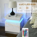 Comodino con LED RGB 45x35x52 cm 2 Cassetti in Truciolato Bianco-4