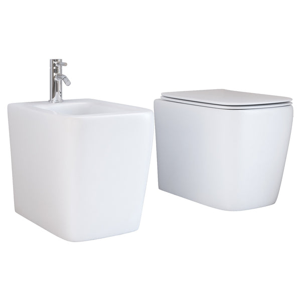 Paar wandbündige WC- und Bidet-Sanitärarmaturen aus Bonussi Nereo-Keramik online