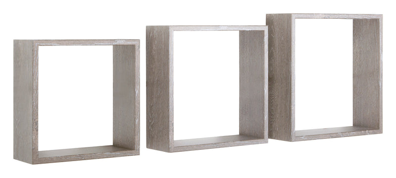 Set 3 Mensole da Parete Cubo in Fibra di Legno Incubo Slim Rovere Grigio New-1