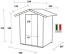 Casetta Box da Giardino per Attrezzi 200x207 cm con Porta Finestrata in Legno Naturale-5